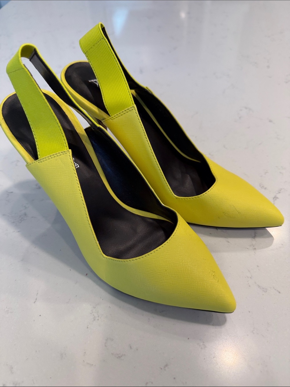 Aldo Neon Yellow Pointed Slingback Pumps